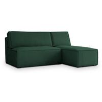 ECKSOFA BRISO P Grün Kordstoff mit Schlaffunktion - Grau/Grün, Holz/Kunststoff (200/140cm) - MASSENO