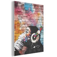 AKUSTIKBILD Affe - Graffiti - Musik Kunstdruck Schlafzimmer 50x70 cm - Multicolor, Kunststoff (50/70/0.9cm) - MuchoWow
