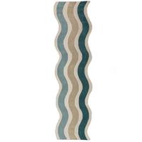 TEPPICHLÄUFER handgetuftet MONNOW, Wellenstreifen, Natur-Blau, 80 x 300 cm - Blau/Beige, Textil (80/300cm) - KADIMA DESIGN