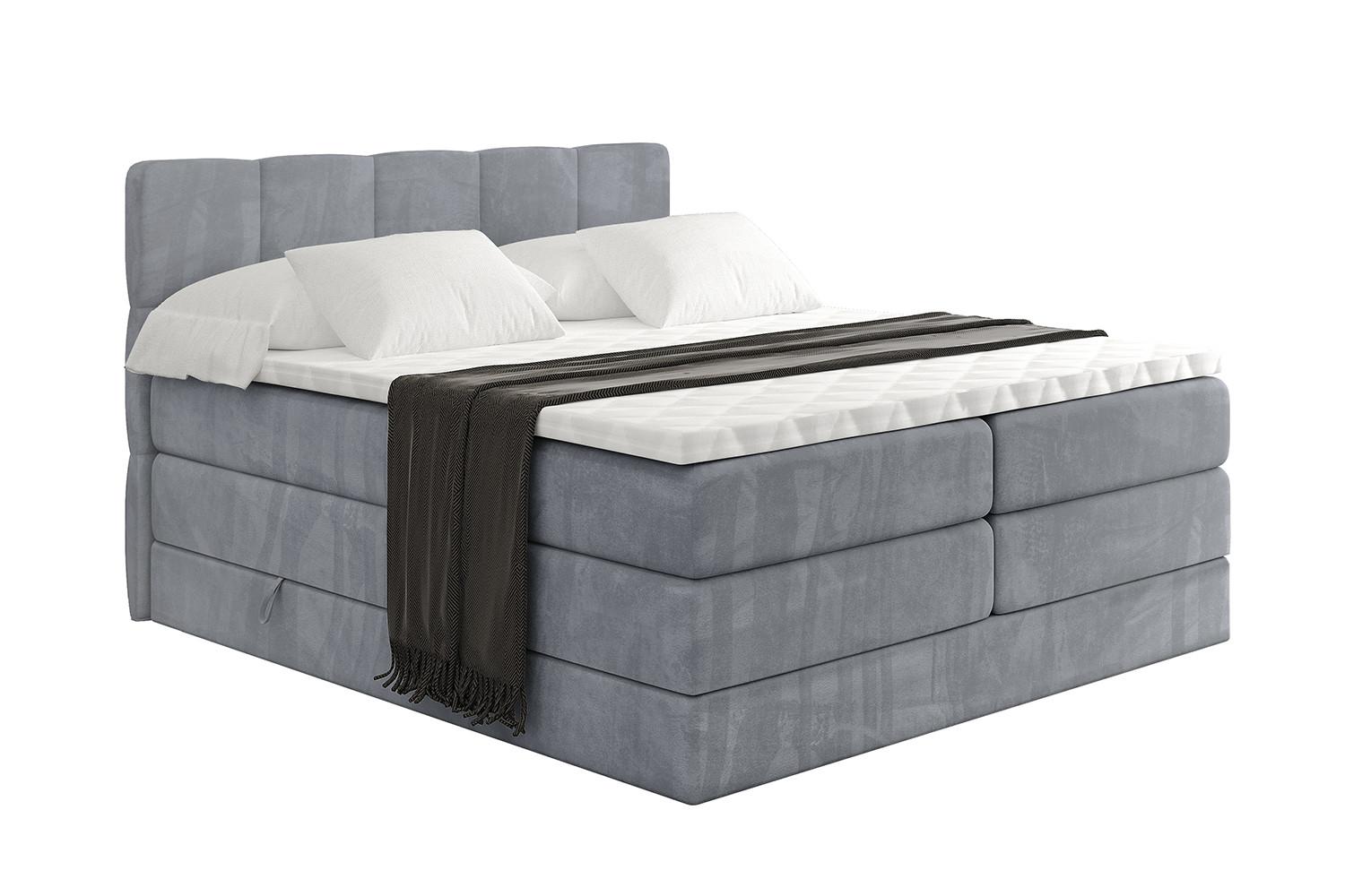 BOXSPRINGBETT mit Matratze H3|H4 und Lattenrost - LIRO KING-140x200 - Grau Casablanca - Grau, Holzwerkstoff (140/200cm) - ALTDECOR