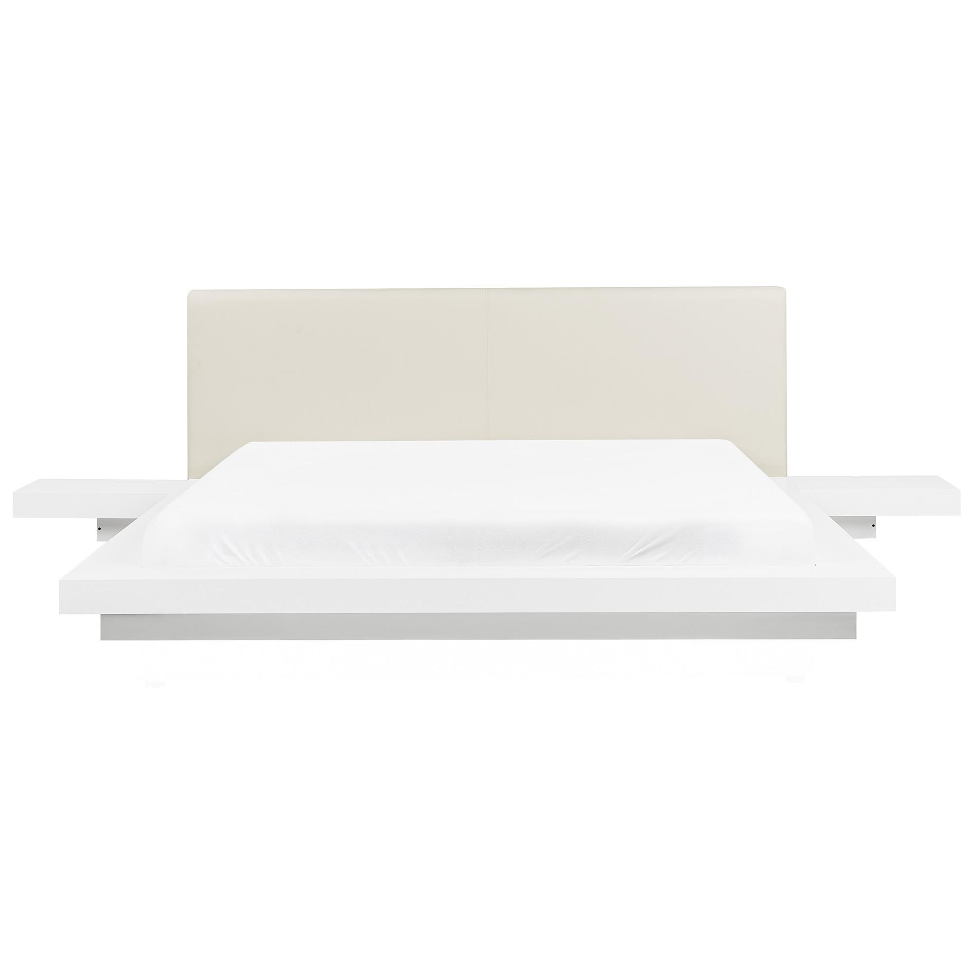BETT mit Lattenrost 180x200 cm Weiß Zen - Weiß, Holzwerkstoff (180/200cm) - Beliani