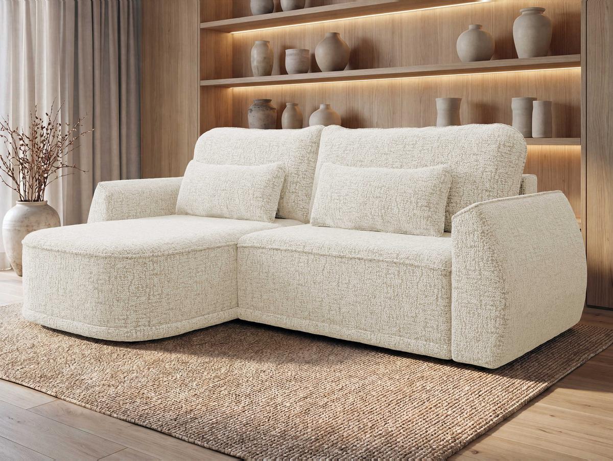 ECKSCHLAFSOFA Lorenzo - Creme/Schwarz, Holz/Kunststoff (260/165cm) - MIRJAN24