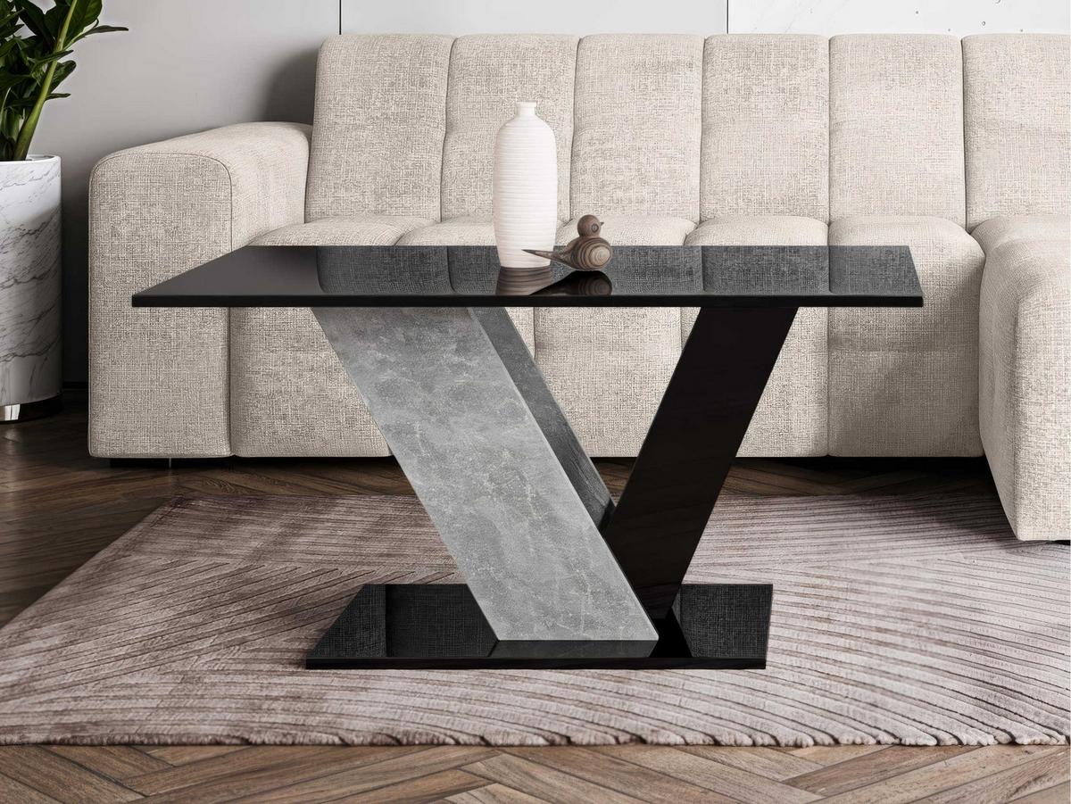COUCHTISCH Dubai - Schwarz Hochglanz/Grau, Holzwerkstoff (60/100/55cm) - MIRJAN24
