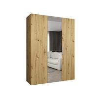 DREHTÜRENSCHRANK 202/150/52 3-türig - Kaschmir/Goldfarben, Holz (150/202/52cm) - MÖBEL KRYSPOL