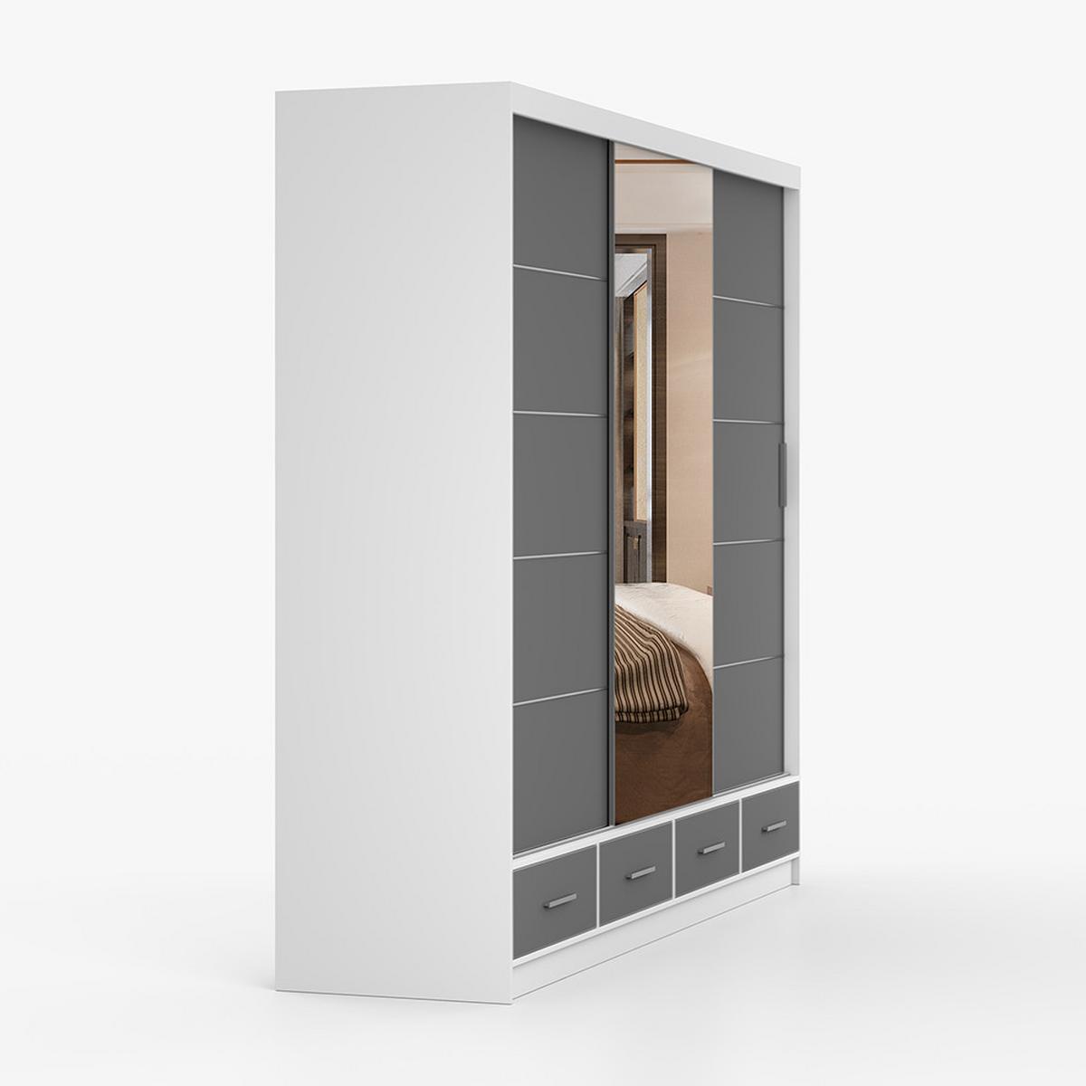 KLEIDERSCHRANK Florence 250 cm, 250/215/64, 2-türig, grau - Grau, Holzwerkstoff (250/215/64cm) - imoebel24