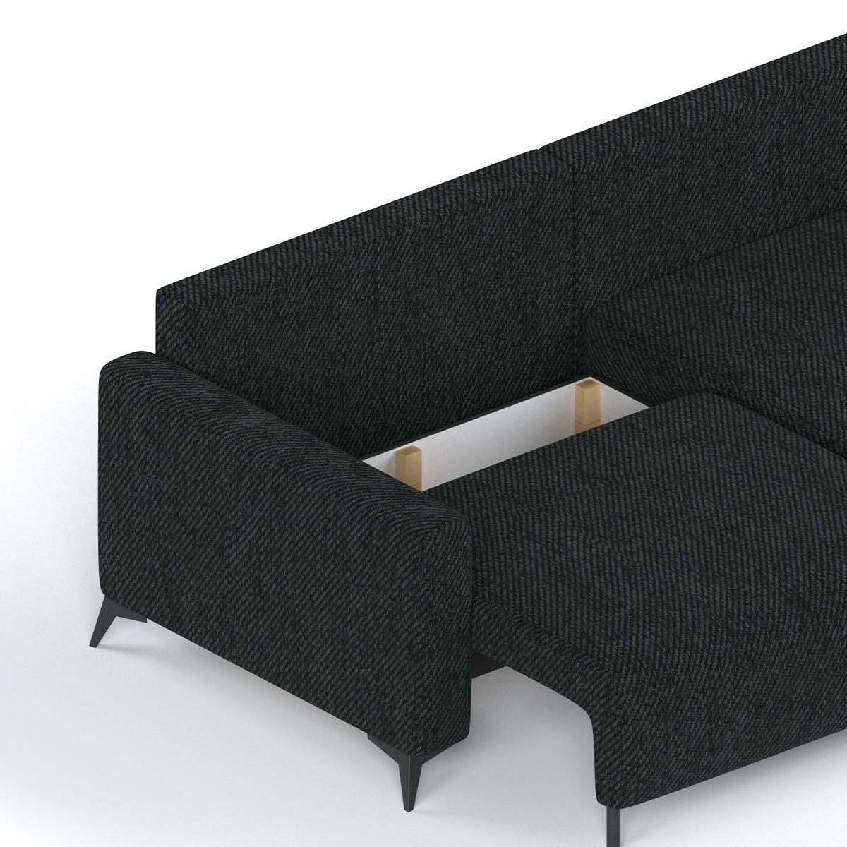 ECKSOFA NUVIO mit Schlaffunktion Schwarz im Neve Stoff - Schwarz, Holz/Holzwerkstoff (239/148cm) - AltaBeds