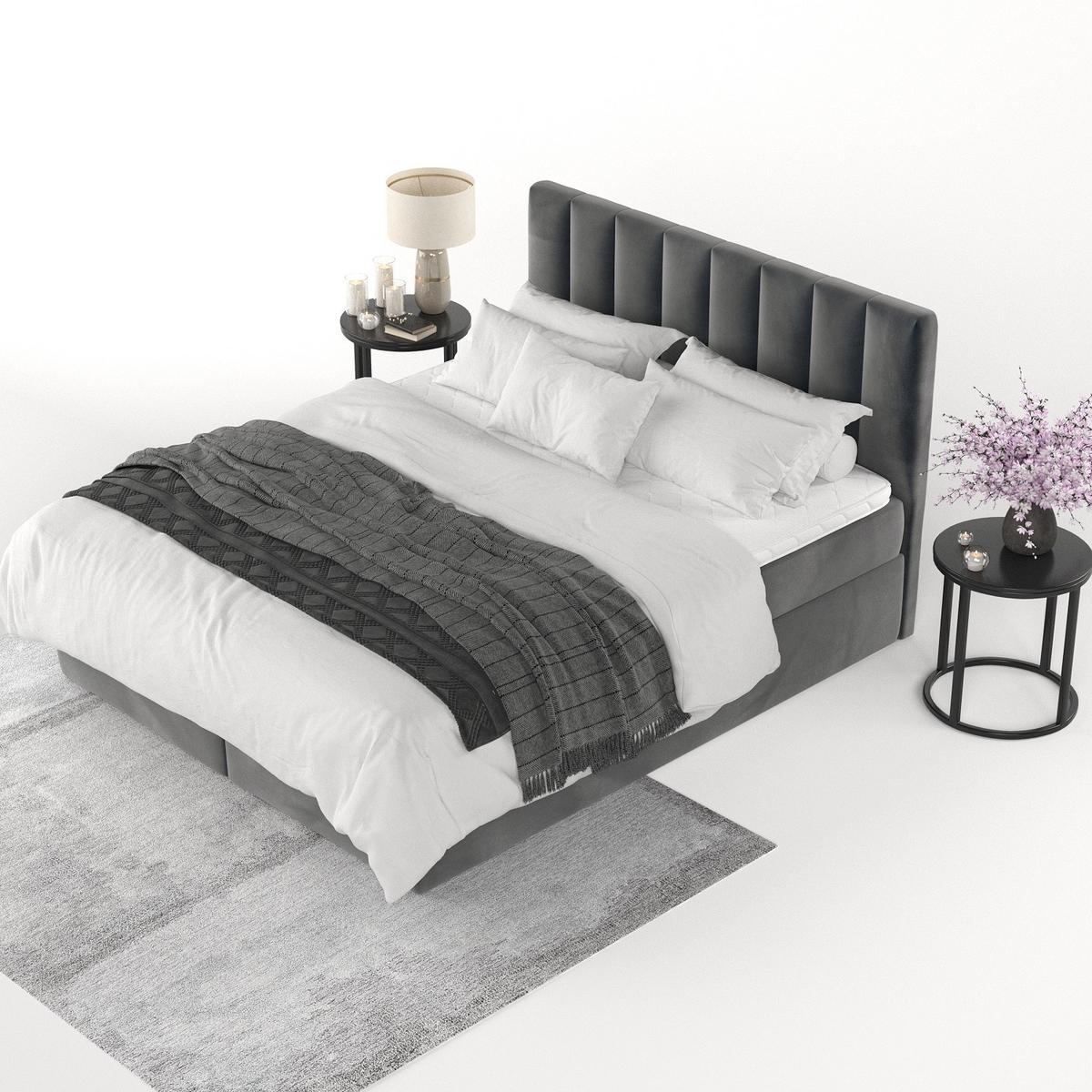 BOXBETT Lusso 140/200 cm Anthrazit im Paros Stoff - Anthrazit/Schwarz, Holz/Holzwerkstoff (140/200cm) - AltaBeds
