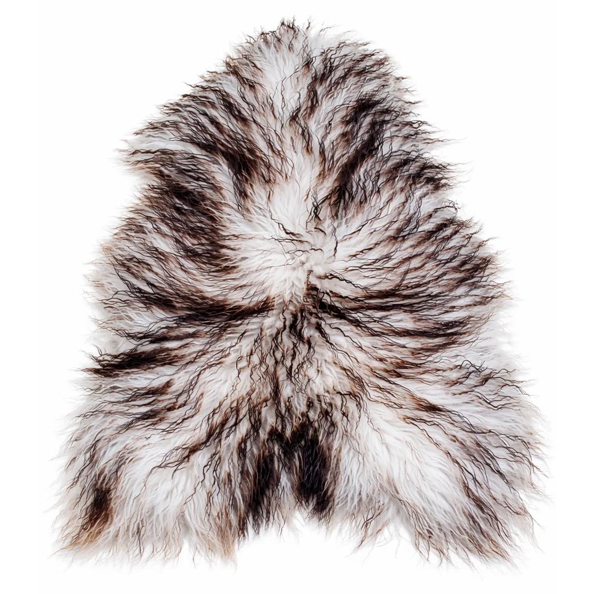 LAMMFELL Island Langhaar natur lockig weich Premium Braun Geflammt ca. 125 cm - Hellbraun, Fell (70/125cm) - Provellus
