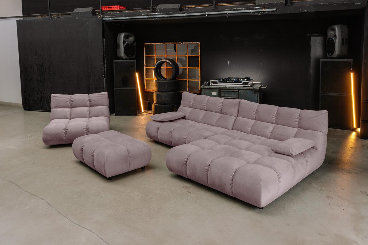 SITZGRUPPE VIVIEN 3ER SET Grau Velvet (1er-Set) - Grau, Kunststoff/Textil (359/85/510cm) - KAWOLA