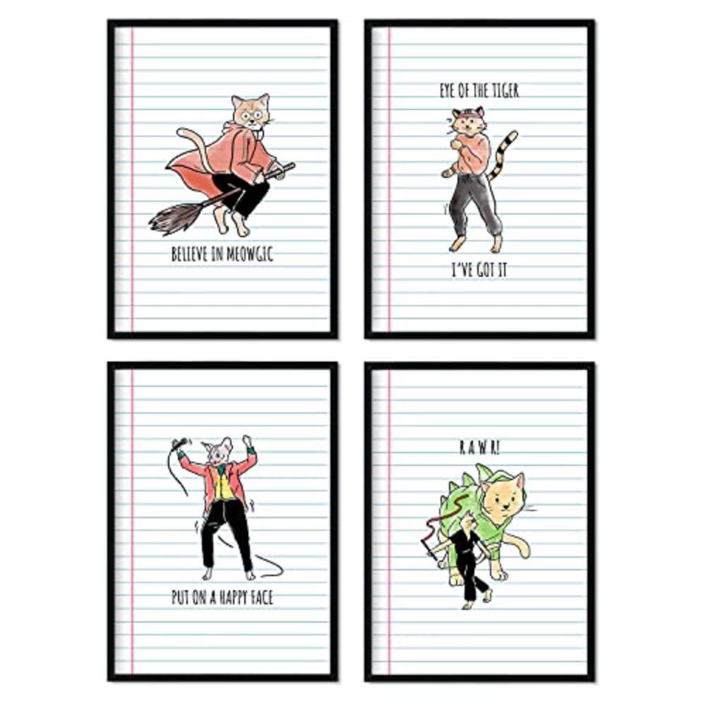 POSTER Set mit 4 Blättern in Packung 1 originalen Tarotkarten A4 Schwarzer Rahmen - Schwarz, Papier (29.7/3cm) - Nacnic
