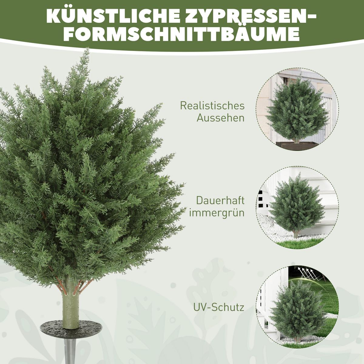 KÜNSTLICHE PFLANZEN UV-Schutz Zypresse 40 cm 2 er Set - Grün, Kunststoff (60cm) - HOMCOM
