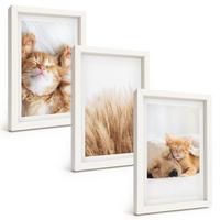 BILDER SET 3er Set - 20x30 cm Weißer Rahmen - Niedliche Tiere, Katzen, Hunde, Boho-Stil - Weiß, Kunststoff (20/30cm) - TULUP