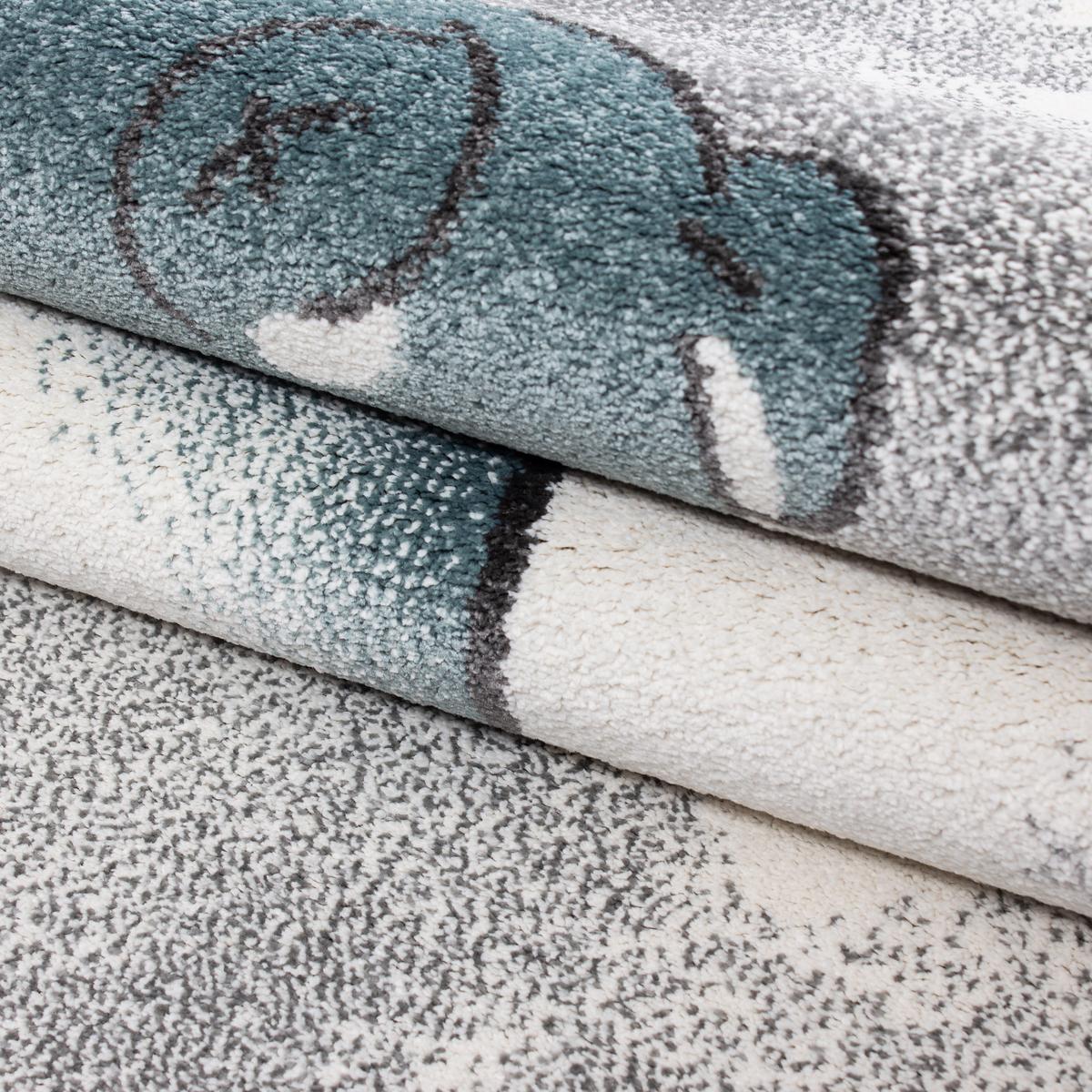KINDERTEPPICH TASNA, mit Bären-Motiv, Blau, Ø 120 cm - Blau, Textil (120/120cm) - KADIMA DESIGN