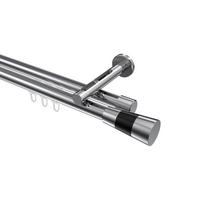 GARDINENSTANGE INNENLAUF Siteno Tanara 200 cm, 2-läufig, 20 mm Ø Chrom - Chromfarben/Schwarz, Metall (200cm) - INTERDECO