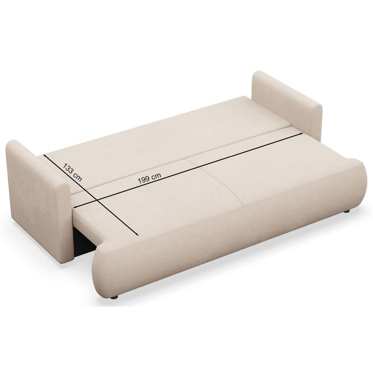 SCHLAFSOFA Ovo Mini Hellgrau Chenille Easy Clean - Hellgrau/Schwarz, Kunststoff/Textil (226/90/97cm) - Selsey