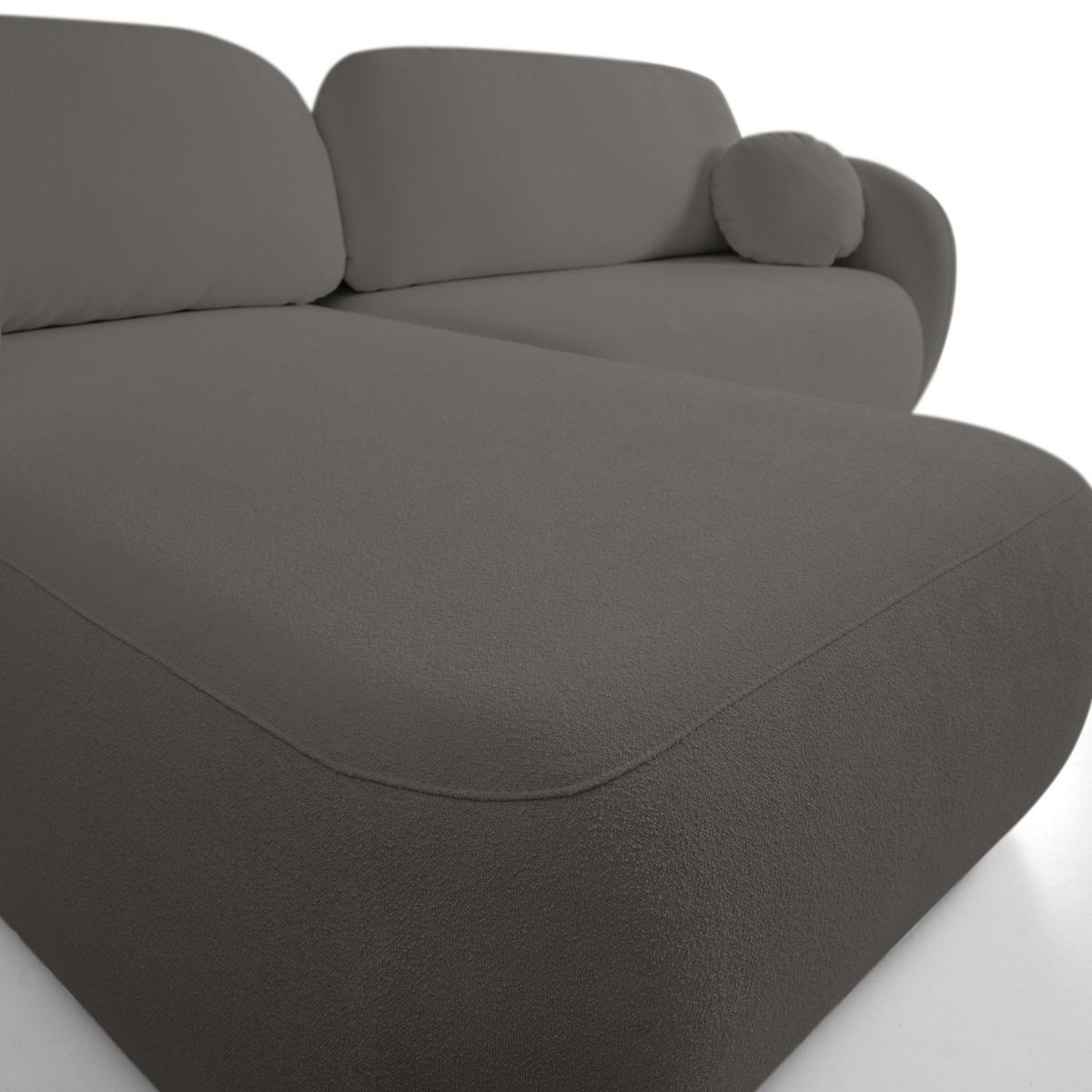ECKSOFA AMICO L-S Grau Geflochtener Stoff mit Schlaffunktion - Grau, Holz (248/174cm) - MASSENO