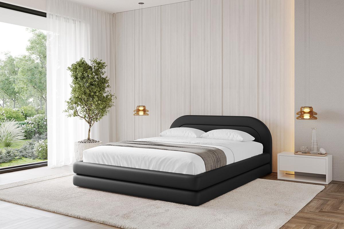 POLSTERBETT mit Bettkasten und Lattenrost, Bett mit Matratze H3/H4 - LERIS-v1 180x200 Schwarz Kunstleder - Schwarz Hochglanz, Holzwerkstoff/Textil (180/200cm) - ALTDECOR