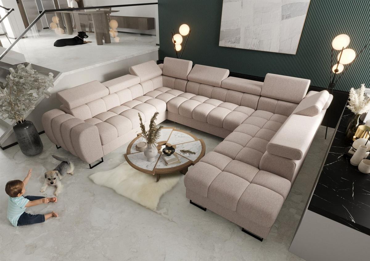 WOHNLANDSCHAFT Bastien Xl - Creme, Holzwerkstoff/Textil (350/95/265cm) - Fun Möbel