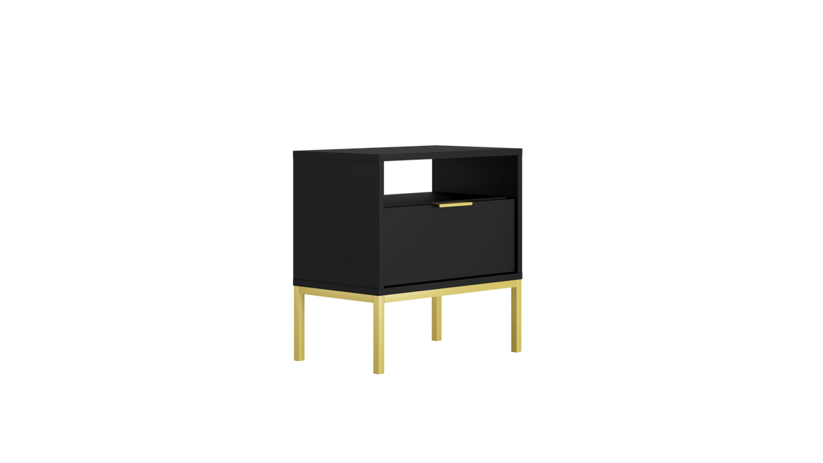 NACHTSCHRANK Austin 33/56,4/55 cm - Goldfarben/Schwarz, Holzwerkstoff (33/56/55cm) - RAUMHIRSCH FURNITURE