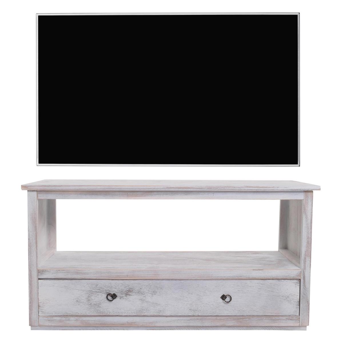 TV-RACK FERNSEHTISCH LOWBOARD Reinweiß - Weiß, Holz (110/53/39cm) - MCW