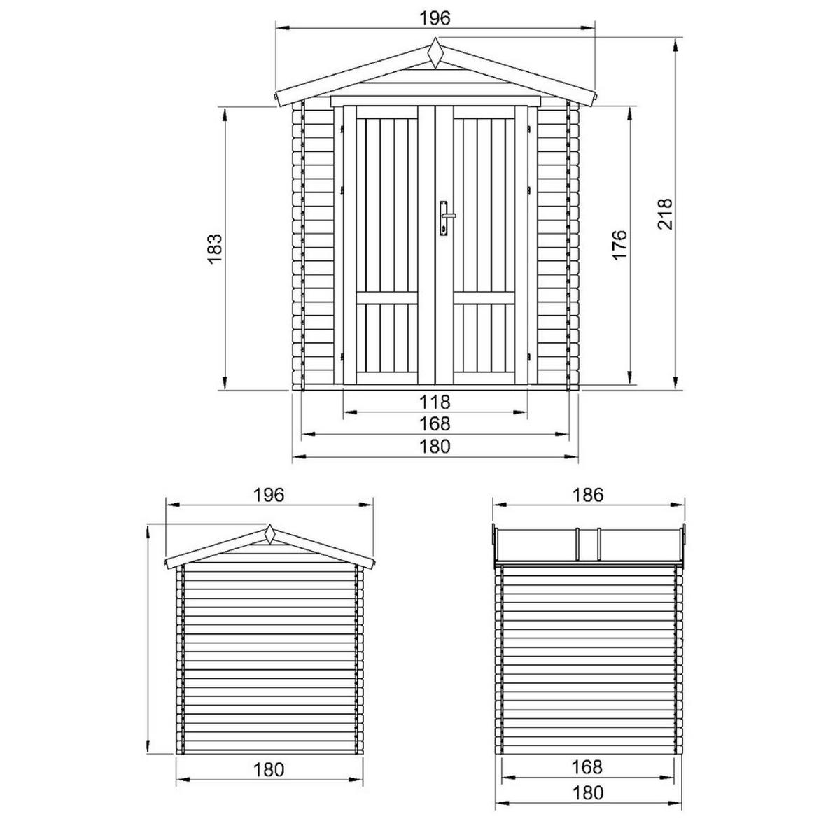 HOLZ-GARTENHAUS 2,82 m² TIMBELA M320F1 - Naturfarben, Holz (196/218/186cm) - Timbela