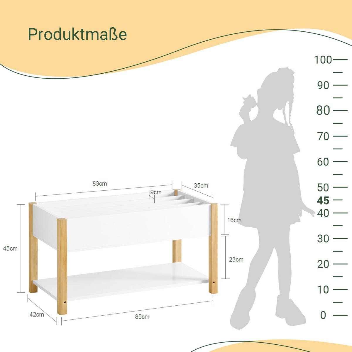 KINDERREGAL Weiß - Weiß, Holz/Holzwerkstoff (85/45/42cm) - SoBuy