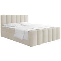 BOXBETT Serenity mit Bettkasten, Boucle Creme 120x200 cm – inkl. H4 Taschenfederkern Matratze & Foam Topper - Creme/Schwarz, Holz/Holzwerkstoff (120/200cm) - WFL GROUP