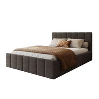 POLSTERBETT ELISE 90x200 cm Boston Brown, Kopfteil 95 cm, 17 Holzlatten - Braun, Textil (90/200cm) - Lookway