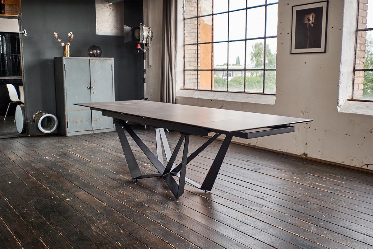 ESSTISCH ISTAR Grau Glas - Schwarz/Grau, Glas/Metall (90/180/76cm) - KAWOLA