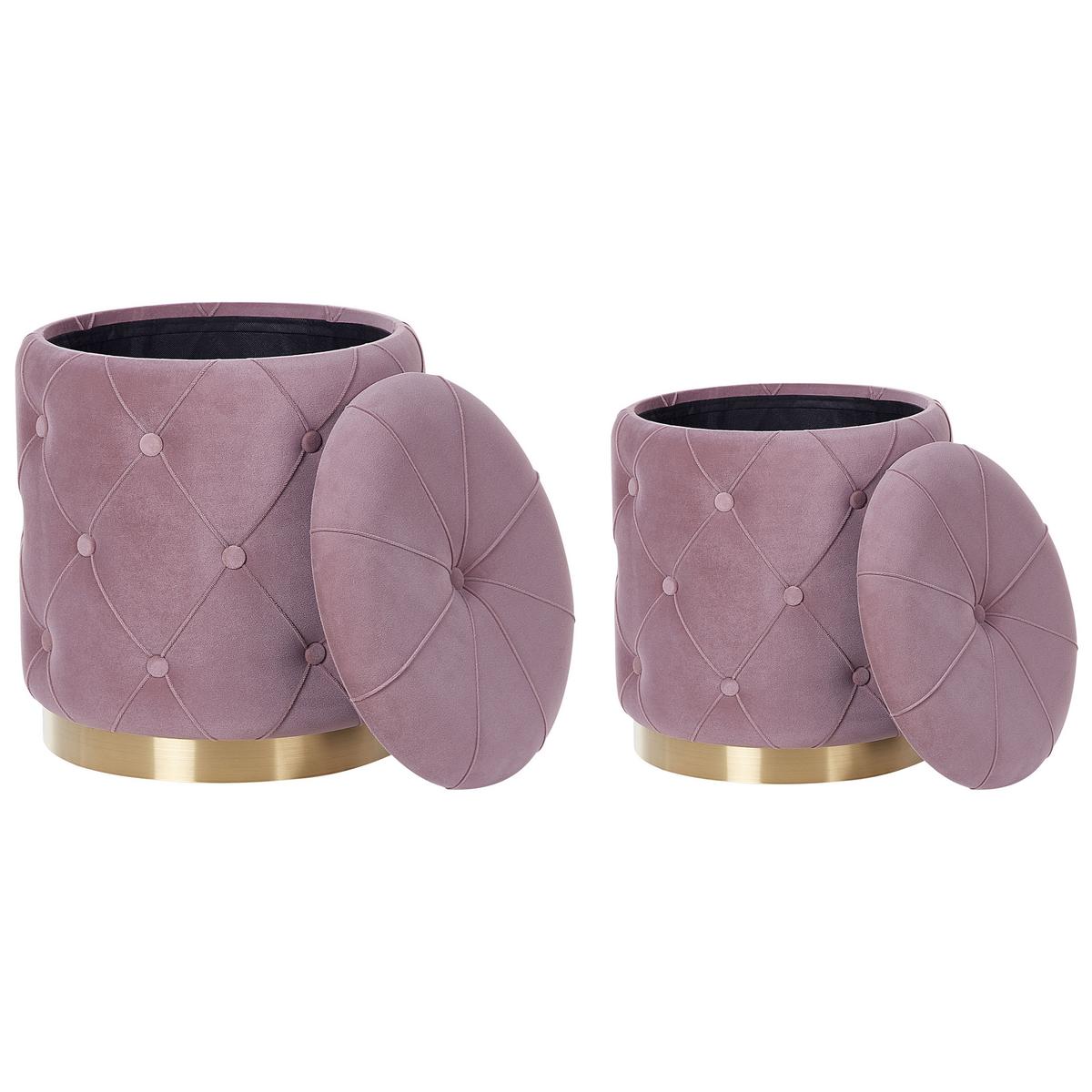 POUF 2er-Set Rosa Pueblo - Pink/Goldfarben, Textil (33/44/33cm) - Beliani
