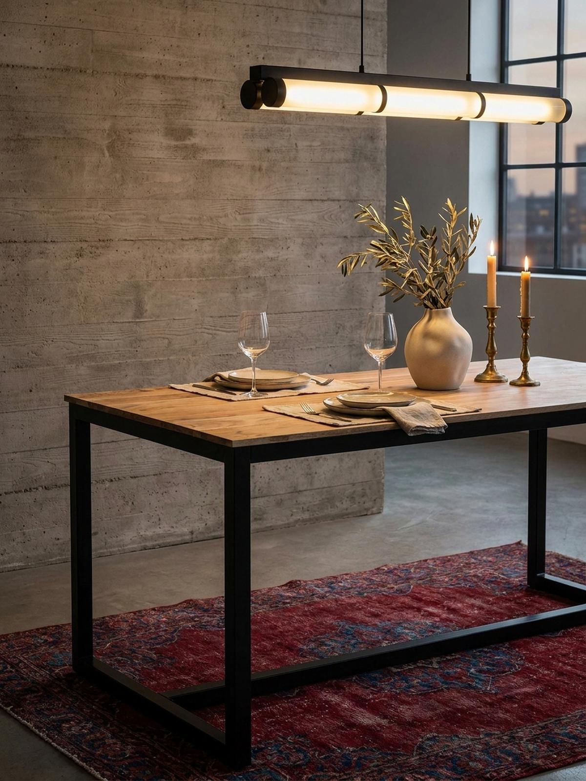 ESSTISCH Massivholz Metall Rechteckig Loft-Stil, Akazie 140x80x76 cm - Schwarz/Akaziefarben, Holz/Metall (80/140/76cm) - KADIMA DESIGN