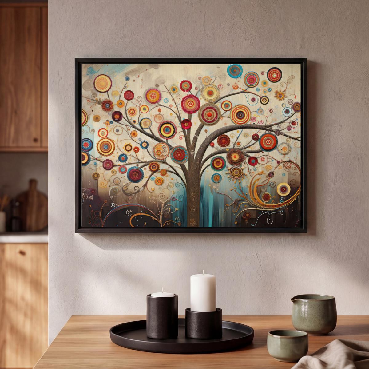LEINWAND Bilder mit Rahmen - Baum - Baum des Lebens - Farbe - 40x30 - Braun, Textil (40/30cm) - MuchoWow