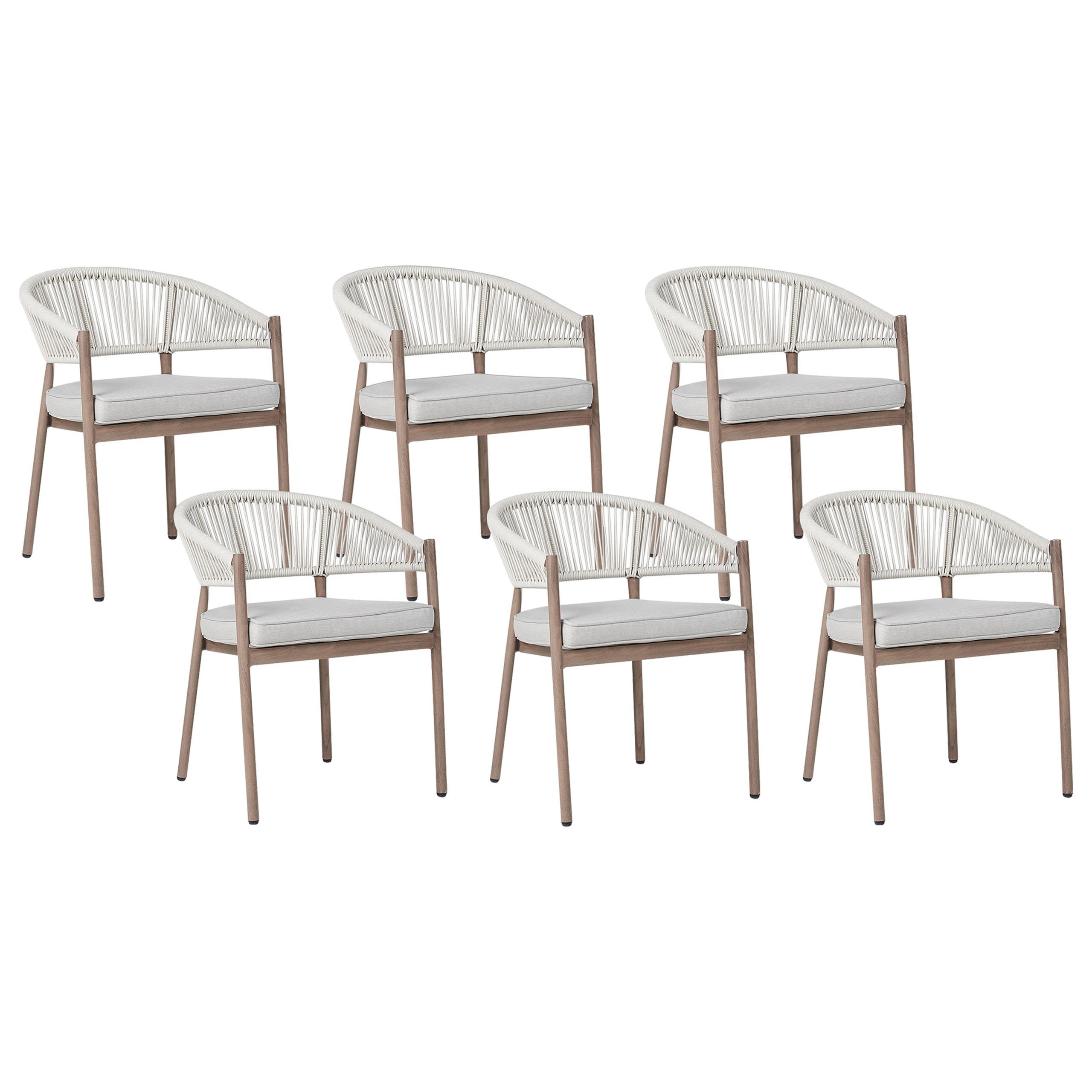 STÜHLE 6er-Set Dunkler Holzfarbton Flavia - Dunkelbraun/Beige, Metall (58/77/62cm) - Beliani