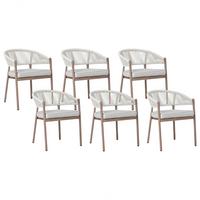 STÜHLE 6er-Set Dunkler Holzfarbton Flavia - Dunkelbraun/Beige, Metall (58/77/62cm) - Beliani