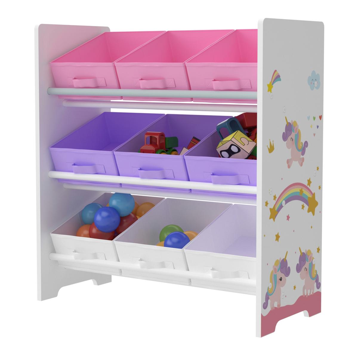 KINDERREGAL Boiro - Lila/Weiß, Holzwerkstoff/Textil (62/59.5/29.5cm) - [en.casa]