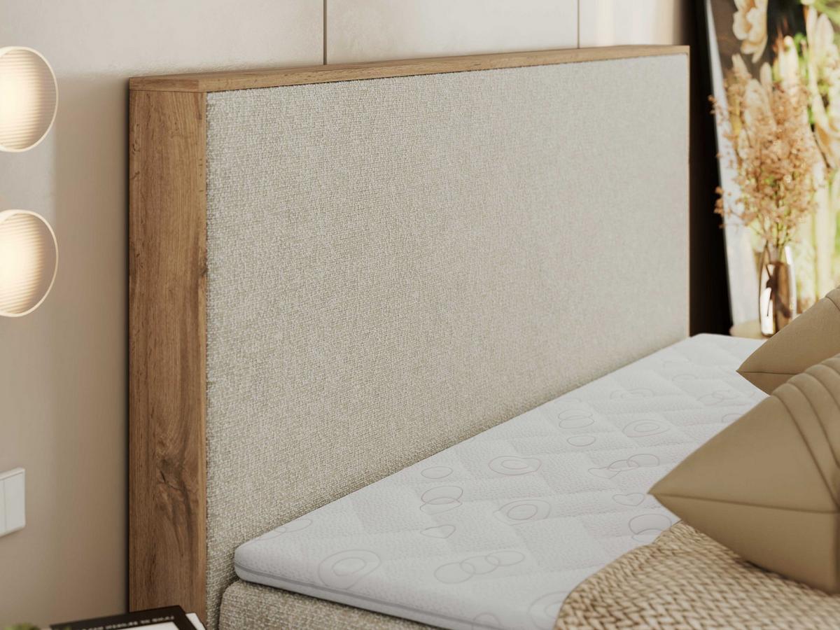BOXBETT WOOD CLASSIC 160/200 - Creme Strukture - H4 - Creme, Textil (160/200cm) - MKS