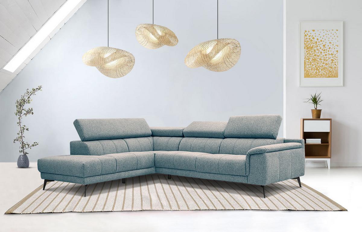 ECKSOFA FIERO 5-Sitzer, mintgrün - Schwarz/Mintgrün, Holzwerkstoff/Textil (158/269cm) - Wozimo