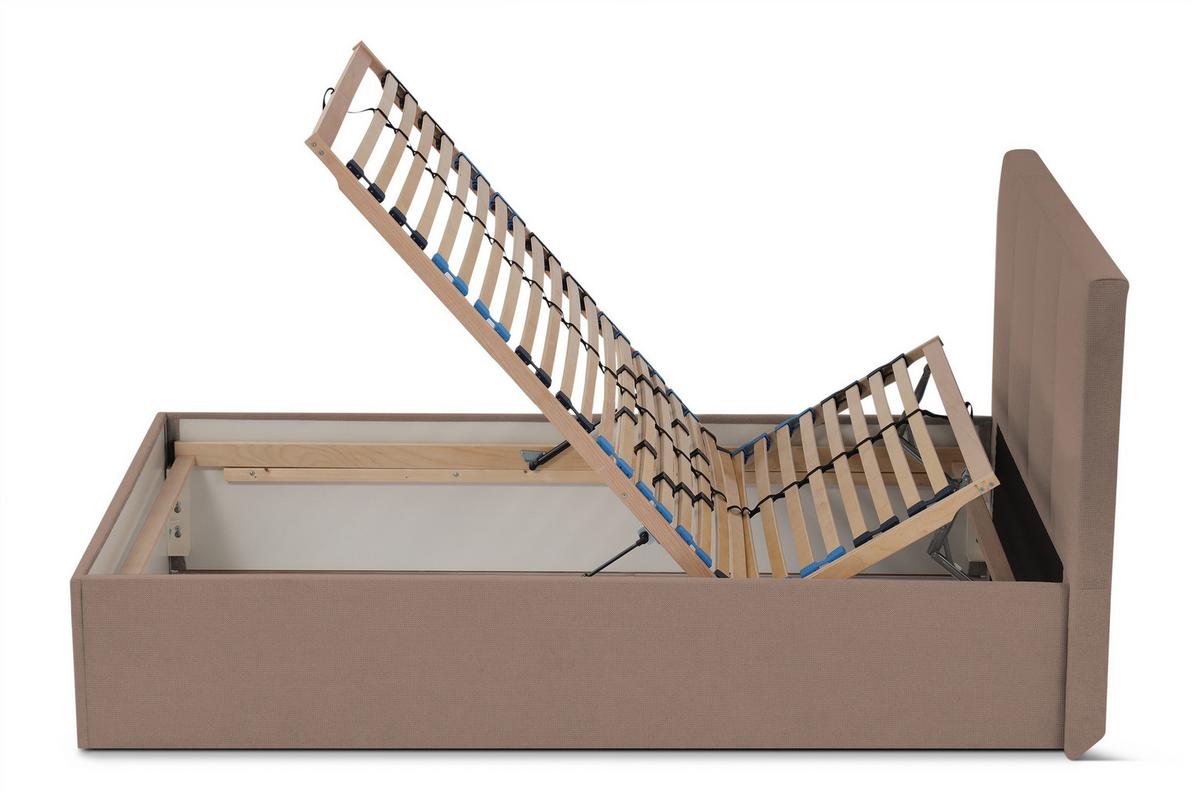 POLSTERBETT Dalas Sahara 100 x 200 x 40 cm Bettkasten Mit hochwertiger Matratze H3 (bis 120 kg) und Lattenrost - Sahara, Holz (100/200cm) - Halmon Schlafkomfort Betten 