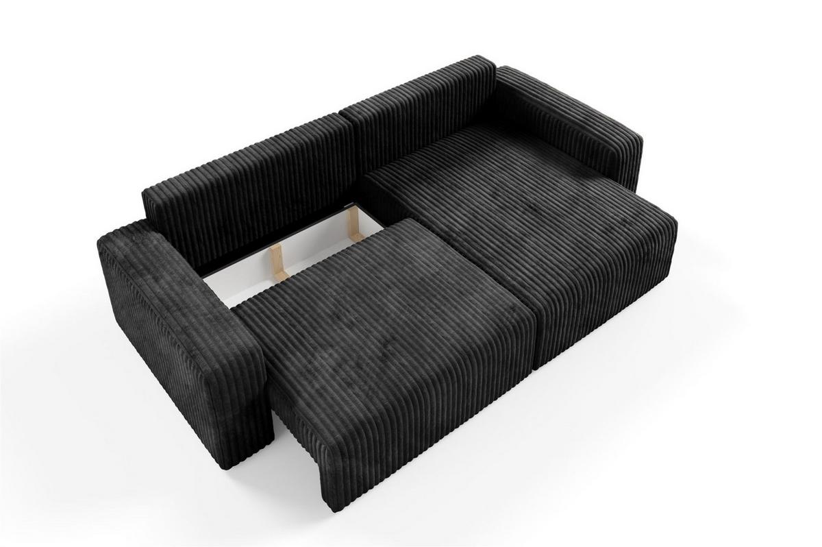 ECKSOFA Natalia - Schwarz, Holzwerkstoff/Textil (149/244cm) - Fun Möbel