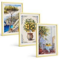 BILDER SET 3er Set - 40x60 cm Goldrahmen - Tisch aus Zitronenbaum - Goldfarben, Kunststoff (40/60cm) - TULUP