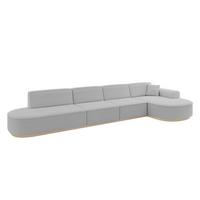 ECKSOFA Ottomane Rechts MARI-L3-v1 - 413x171x83 cm Hellgrau Bouclé - Hellgrau, Holzwerkstoff/Textil (171/413cm) - ALTDECOR