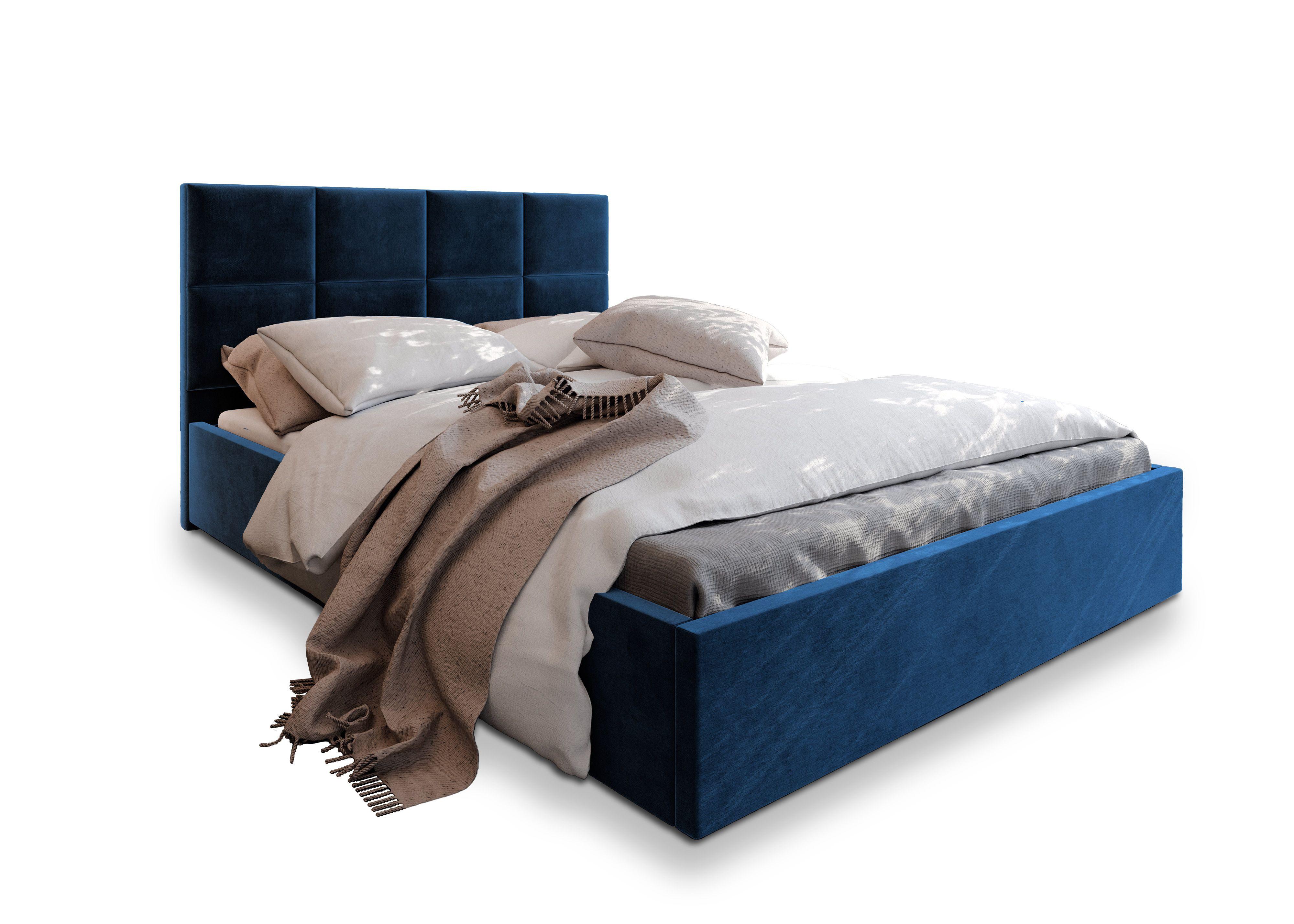 POLSTERBETT LIMENA 160x200 cm mit Bettkästen - Blau - Blau, Holz (160/200cm) - MASSENO