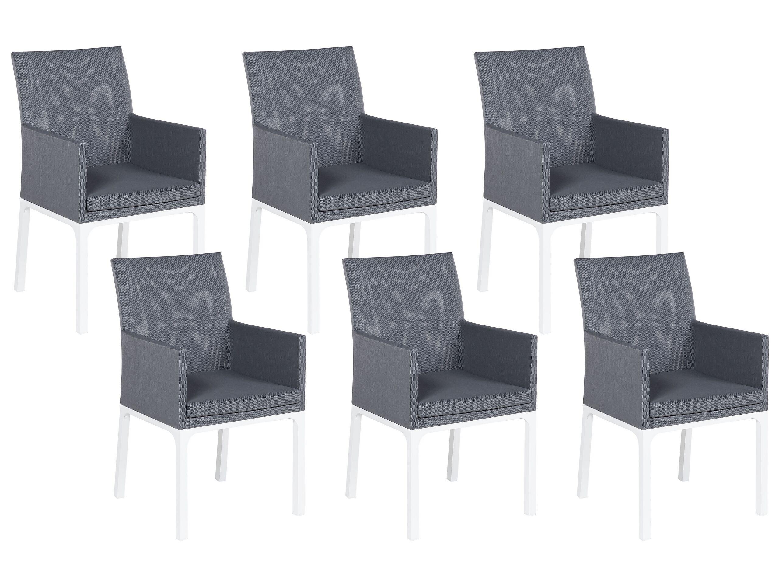 GARTENSTUHL 4er-Set Aluminium grau Bacoli - Grau, Textil (52/91/62cm) - Beliani