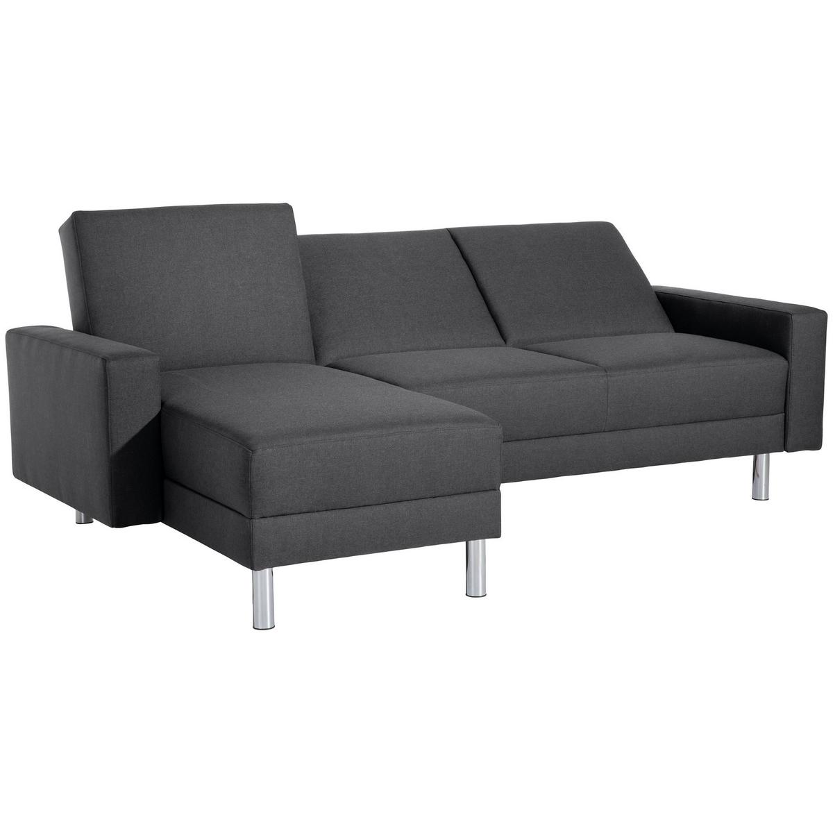FUNKTIONSSOFA mit Hocker Katryna Flachgewebe graphit - Graphitfarben, Kunststoff (144/92/230cm) - 58aufmkessel
