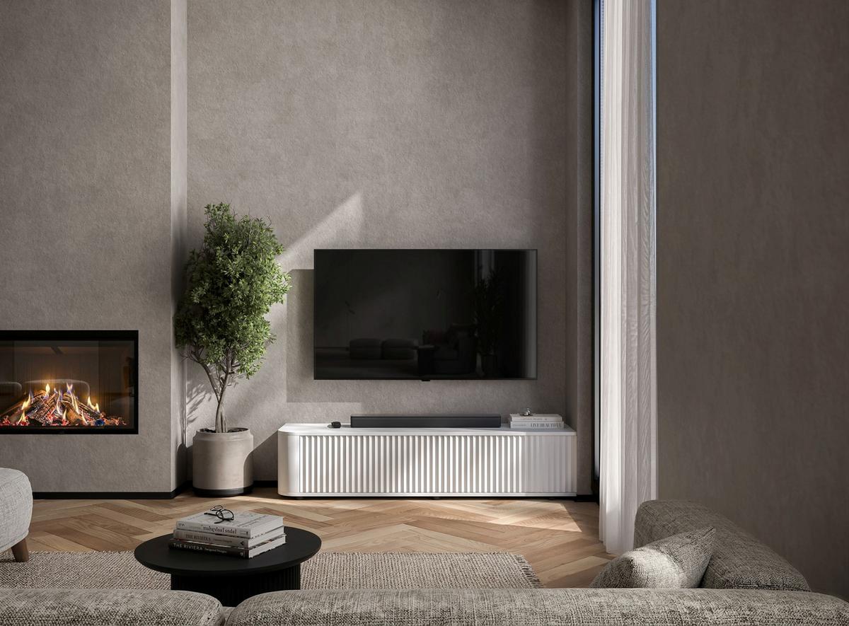 TV-LOWBOARD Aurora Weiß matt 140 cm mit niedrigen Füße - Weiß, Holzwerkstoff (140/31/35cm) - Meble Lindner