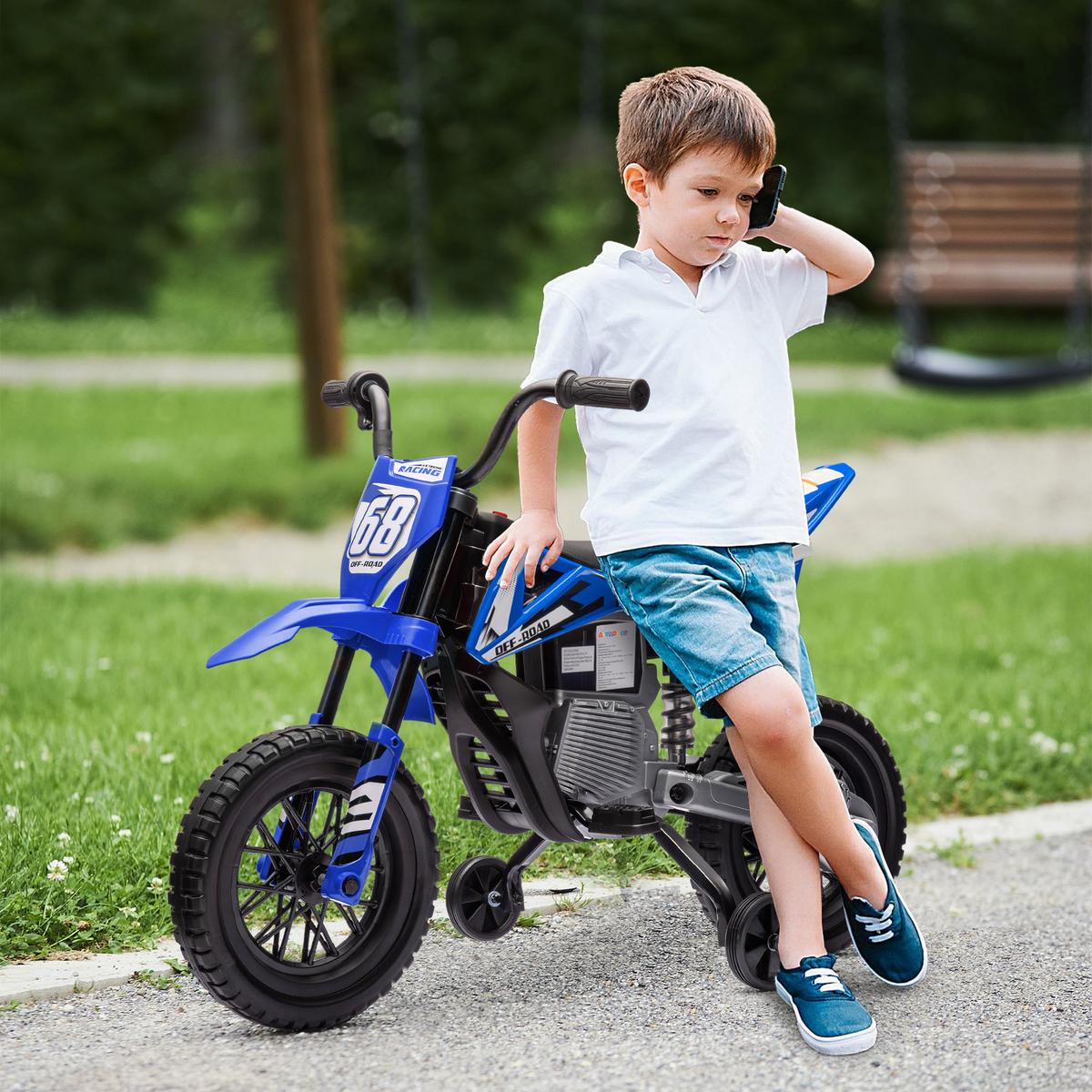 ELEKTROMOTORRAD, Kunststoff, Metall, Blau - Blau, Metall (56/107cm) - AIYAPLAY