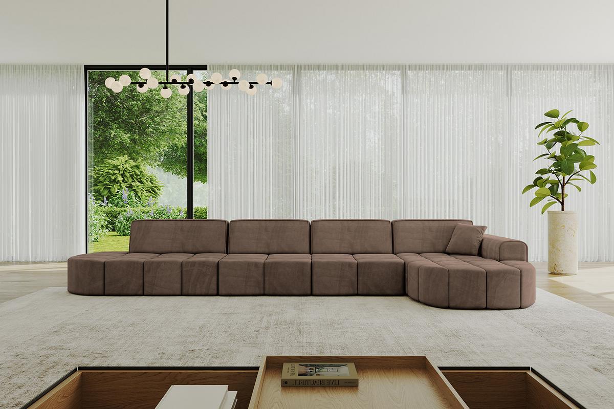 ECKSOFA Ottomane Rechts LIVO-L3 - 422x173x79,5 cm Braun - Braun, Holzwerkstoff/Textil (422/173cm) - ALTDECOR