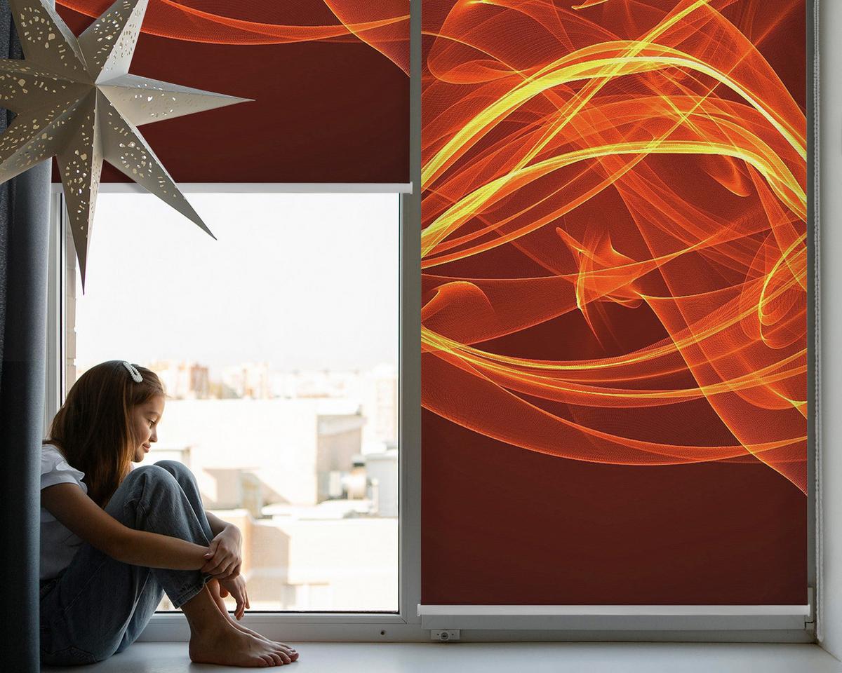 INNENROLLO - Fensterrollo - Rollo - 100x100 cm - Orange Abstraktion - Orange, Kunststoff (100/100/0.5cm) - TULUP