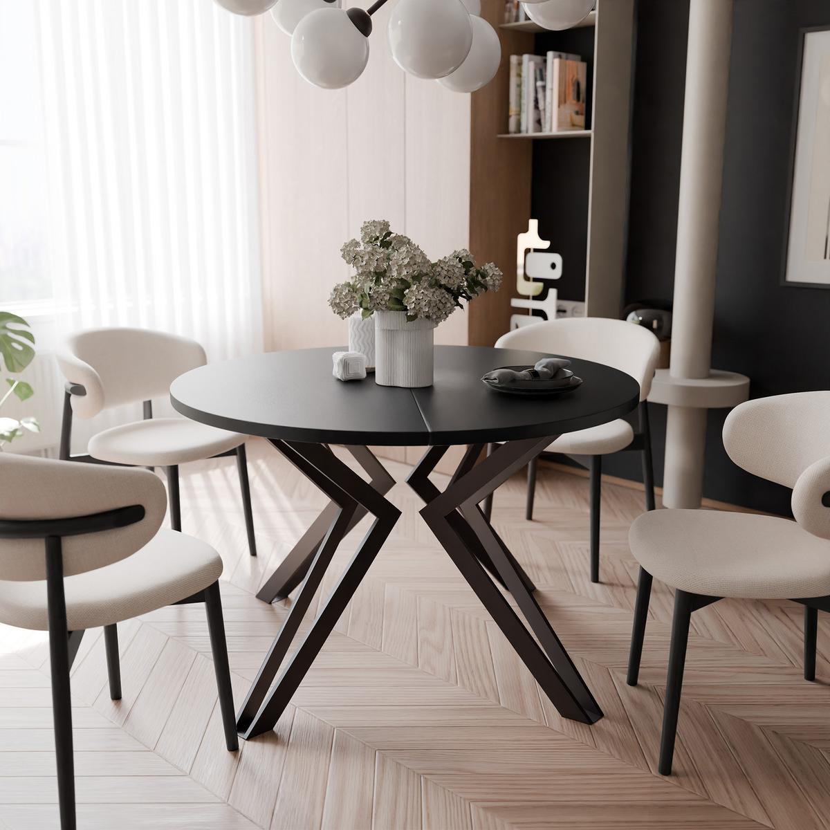 ESSTISCH ausziehbar aus MDF, Schwarz - Schwarz, Holzwerkstoff (120/120/76cm) - Idohome