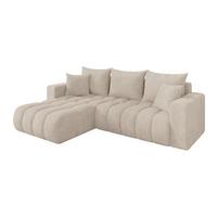 ECKSOFA mit Schlaffunktion Ottomane Links MILA-L-v1 277x195x86 Beige Cord - Beige/Schwarz, Holzwerkstoff/Kunststoff (277/194cm) - ALTDECOR